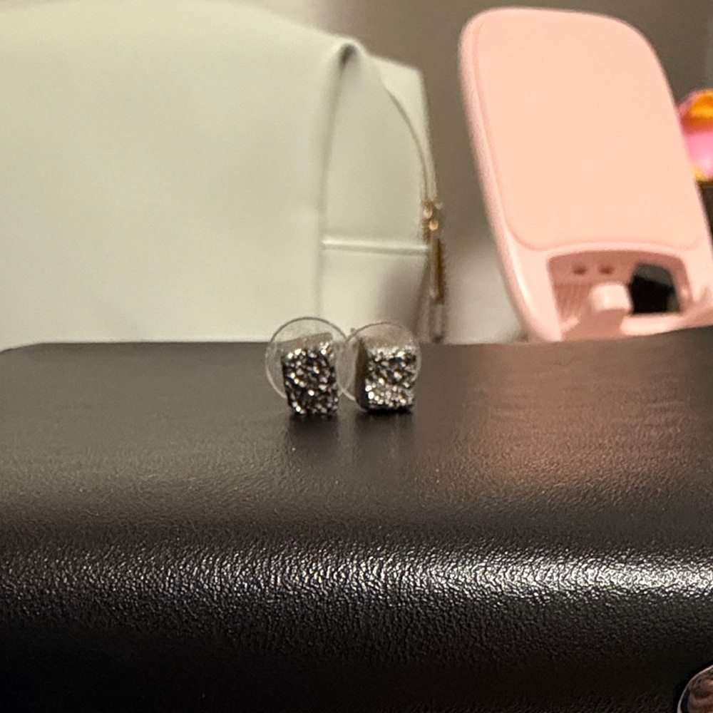 Silver Rock-style Stud Earrings
